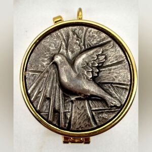 Pyx Holy Communion Brass Pewter Peace Dove